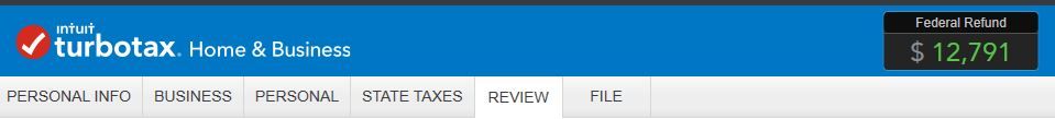 The Federal Refund was in green $12,791.