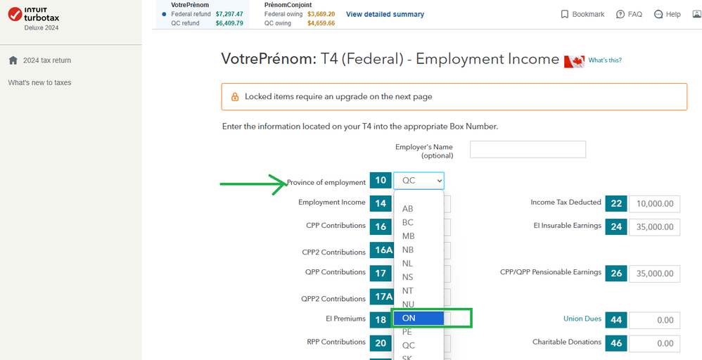 Province of employment