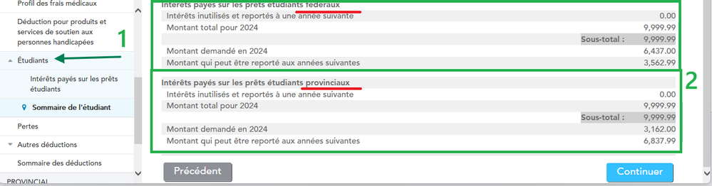 Profil étudiant et Sommaire